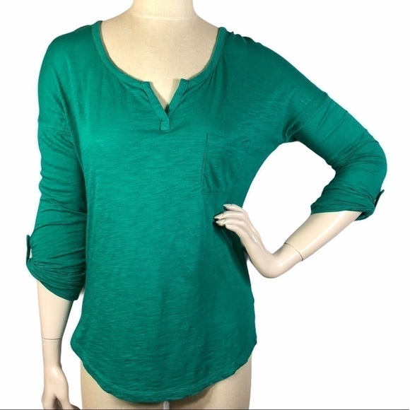 Express Tab Sleeve Emerald‎ Green Top Small S - Picture 1 of 6